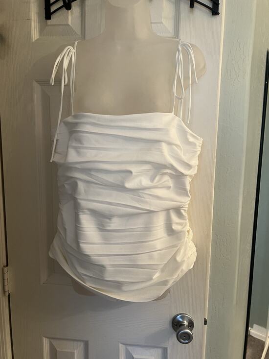 cinq a sept Tops - Cinq A Sept White Ruched Tank XL